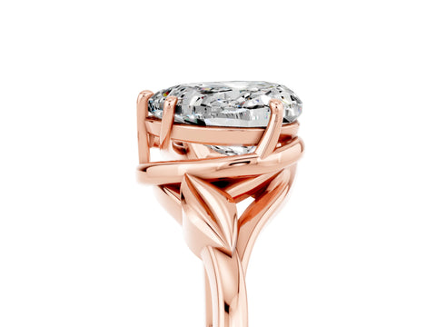 Rose gold Heart Cut Moissanite Solitaire Ring with Twist Band and Four-Prong Setting_29