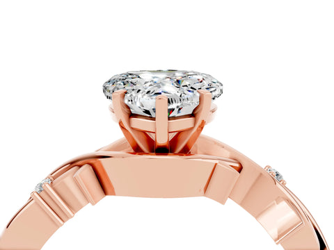 Rose gold Heart Cut Moissanite Solitaire Ring with Twisted Band and Prong Setting_4