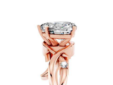 Rose gold Heart Cut Moissanite Solitaire Ring with Twisted Band and Prong Setting_5