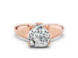 Rose gold Heart Cut Moissanite Solitaire Ring with Wide Band and Prong Setting