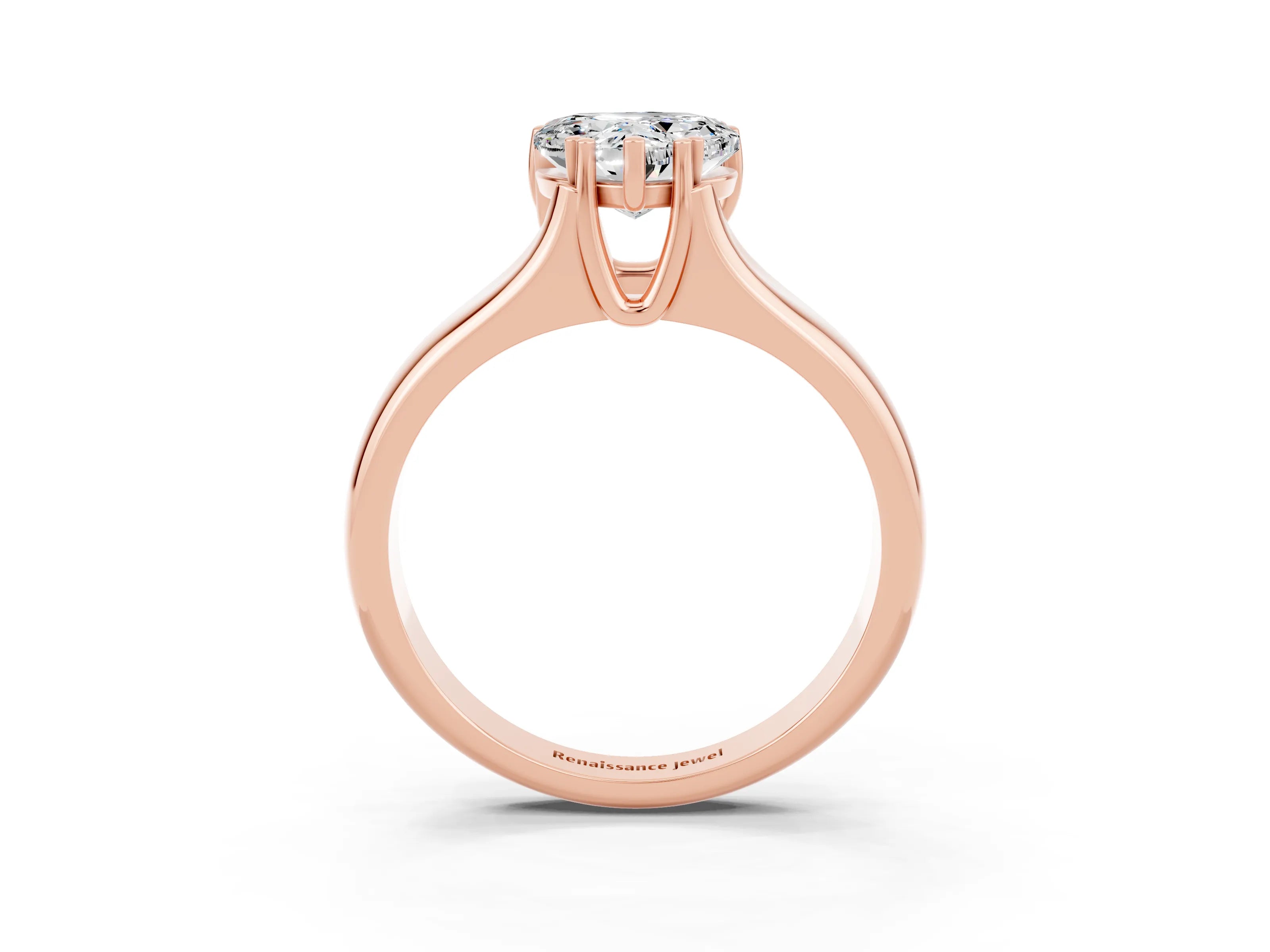 Rose gold Heart Cut Moissanite Solitaire Ring with Wide Band and Prong Setting_3