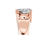 Rose gold Heart Cut Moissanite Solitaire Ring with Wide Band and Prong Setting_5