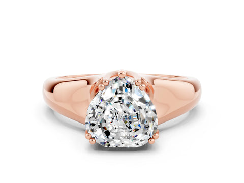 Rose gold Heart Cut Moissanite Solitaire Ring with Wide Band and Prong Setting