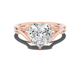 Rose gold Heart Cut Moissanite Solitaire Twist Band Prong Setting Ring_36