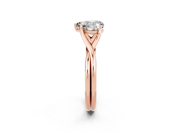 Rose gold Heart Cut Moissanite Solitaire Twist Band Prong Setting Ring