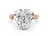 Rose gold Heart Cut Moissanite Solitaire Twisted Band with Round  Accents and Prong Setting_12