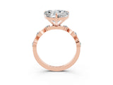 Rose gold Heart Cut Moissanite Solitaire Twisted Band with Round  Accents and Prong Setting_15