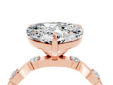 Rose gold Heart Cut Moissanite Solitaire Twisted Band with Round  Accents and Prong Setting_16