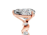 Rose gold Heart Cut Moissanite Solitaire Twisted Band with Round  Accents and Prong Setting_17