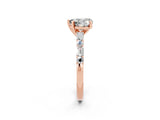 Rose gold Heart Cut Moissanite Solitaire with Side Baguettes and Channel Set Band_2
