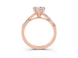 Rose gold Heart Cut Moissanite Solitaire with Side Baguettes and Channel Set Band_3