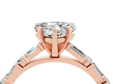 Rose gold Heart Cut Moissanite Solitaire with Side Baguettes and Channel Set Band_4