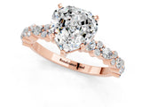 Rose gold Heart Cut Moissanite Solitaire with Side Stones, Pave Band, Four-Prong Setting_37