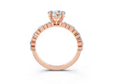 Rose gold Heart Cut Moissanite Solitaire with Side Stones, Pave Band, Four-Prong Setting_39