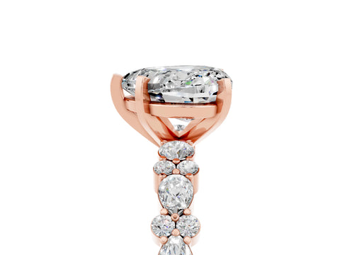 Rose gold Heart Cut Moissanite Solitaire with Side Stones, Pave Band, Four-Prong Setting_41