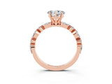 Rose gold Heart Cut Moissanite Solitaire with Side Stones on a Pavé Band and Four-Prong Setting_3
