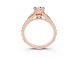 Rose gold Heart Cut Moissanite Split Shank Engagement Ring with Pavé Band_3