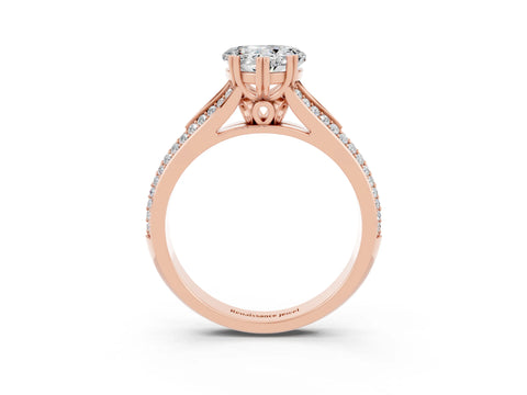 Rose gold Heart Cut Moissanite Split Shank Engagement Ring with Pavé Band_3