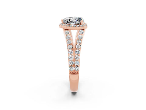 Rose gold Heart Cut Moissanite Split Shank Halo Ring with Four-Prong Setting_14