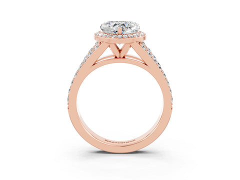 Rose gold Heart Cut Moissanite Split Shank Halo Ring with Four-Prong Setting_15