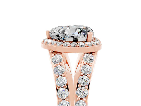 Rose gold Heart Cut Moissanite Split Shank Halo Ring with Four-Prong Setting_17