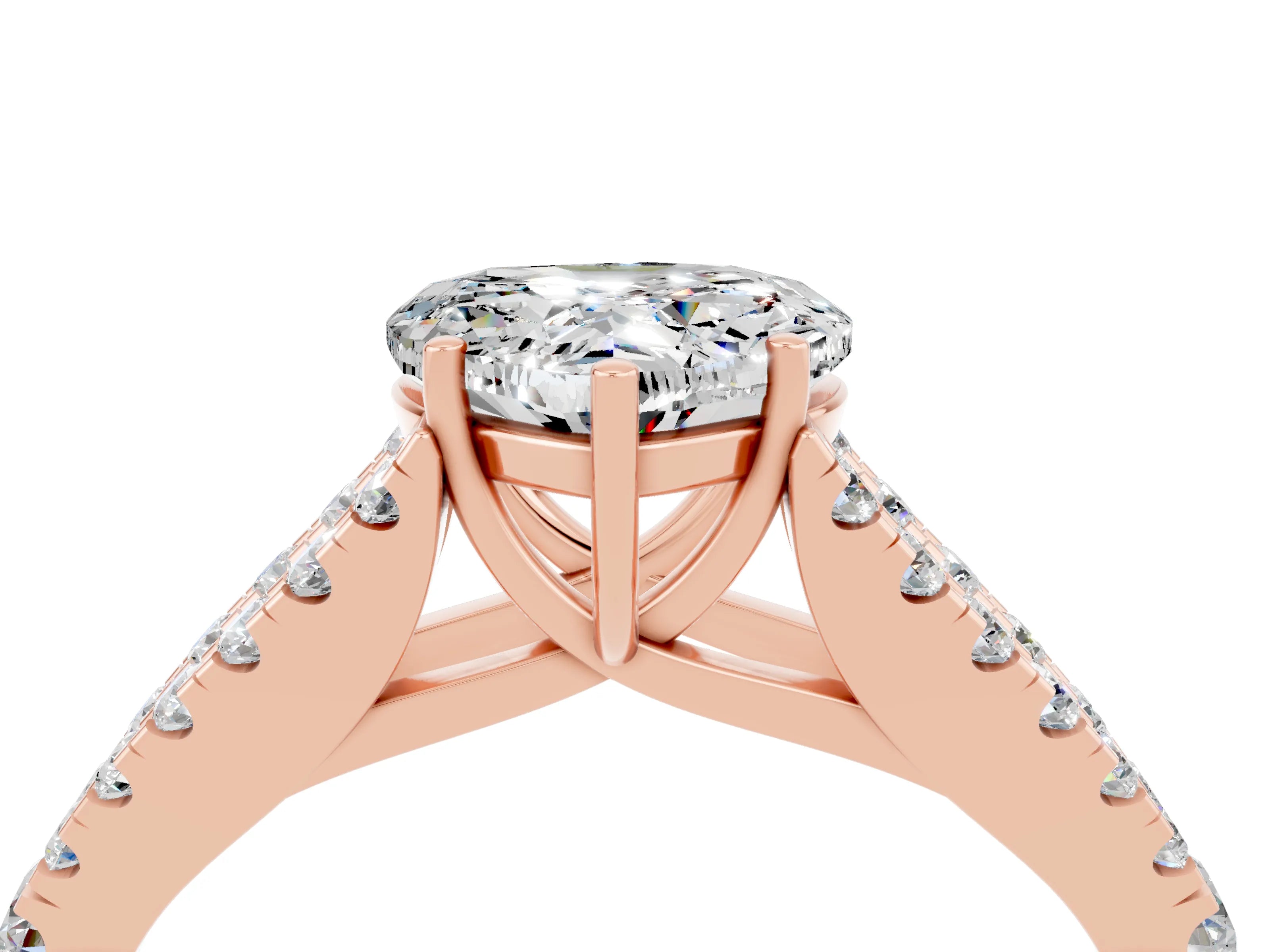 Rose gold Heart Cut Moissanite Split Shank Pavé Engagement Ring with Four-Prong Setting_16
