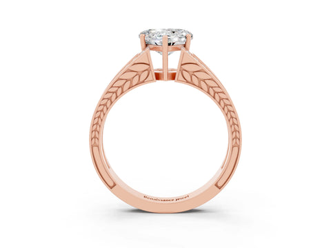 Rose gold Heart Cut Moissanite Split Shank Ring with Pavé Band and Four-Prong Setting_3