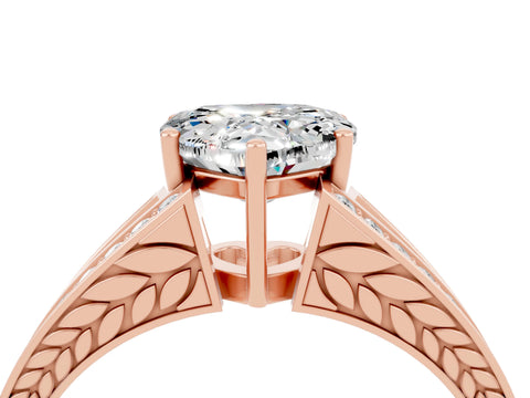 Rose gold Heart Cut Moissanite Split Shank Ring with Pavé Band and Four-Prong Setting_4