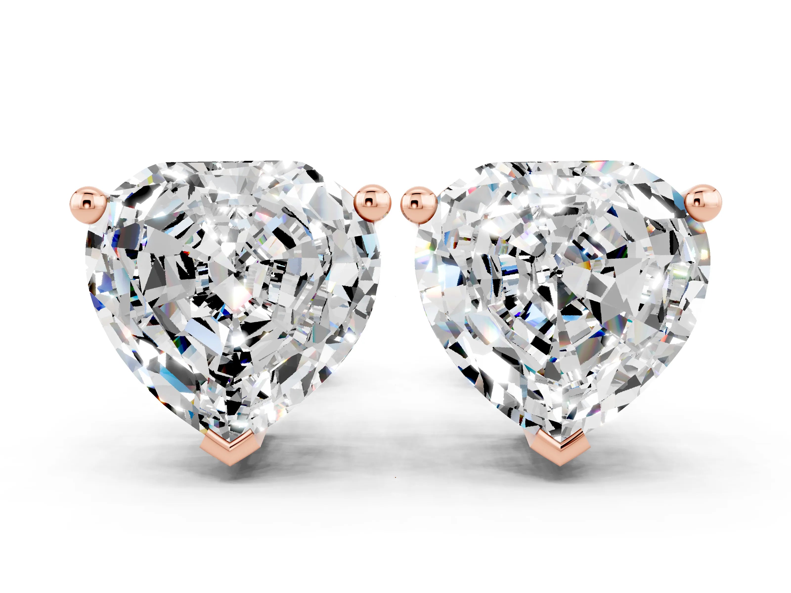 Rose gold Heart Cut Moissanite Stud Earrings_18