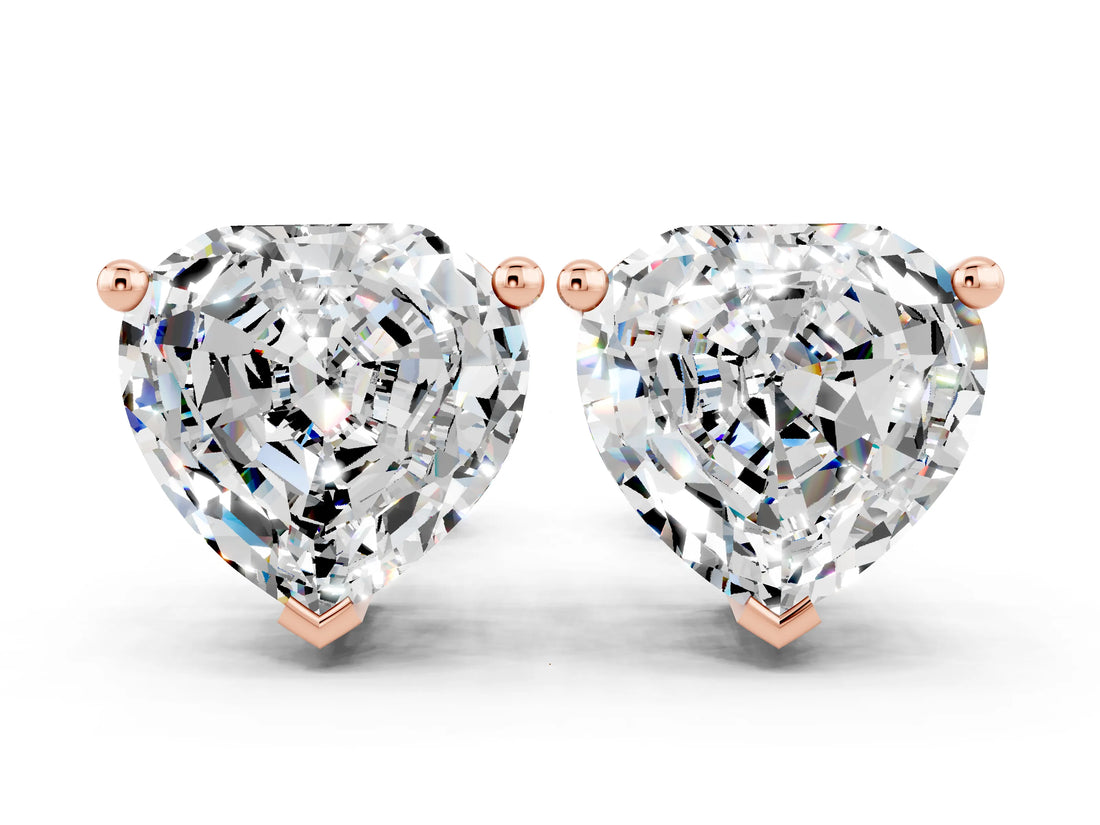 Rose gold Heart Cut Moissanite Stud Earrings_18
