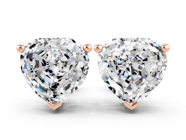 Rose gold Heart Cut Moissanite Stud Earrings