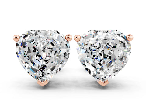 Rose gold Heart Cut Moissanite Stud Earrings_18