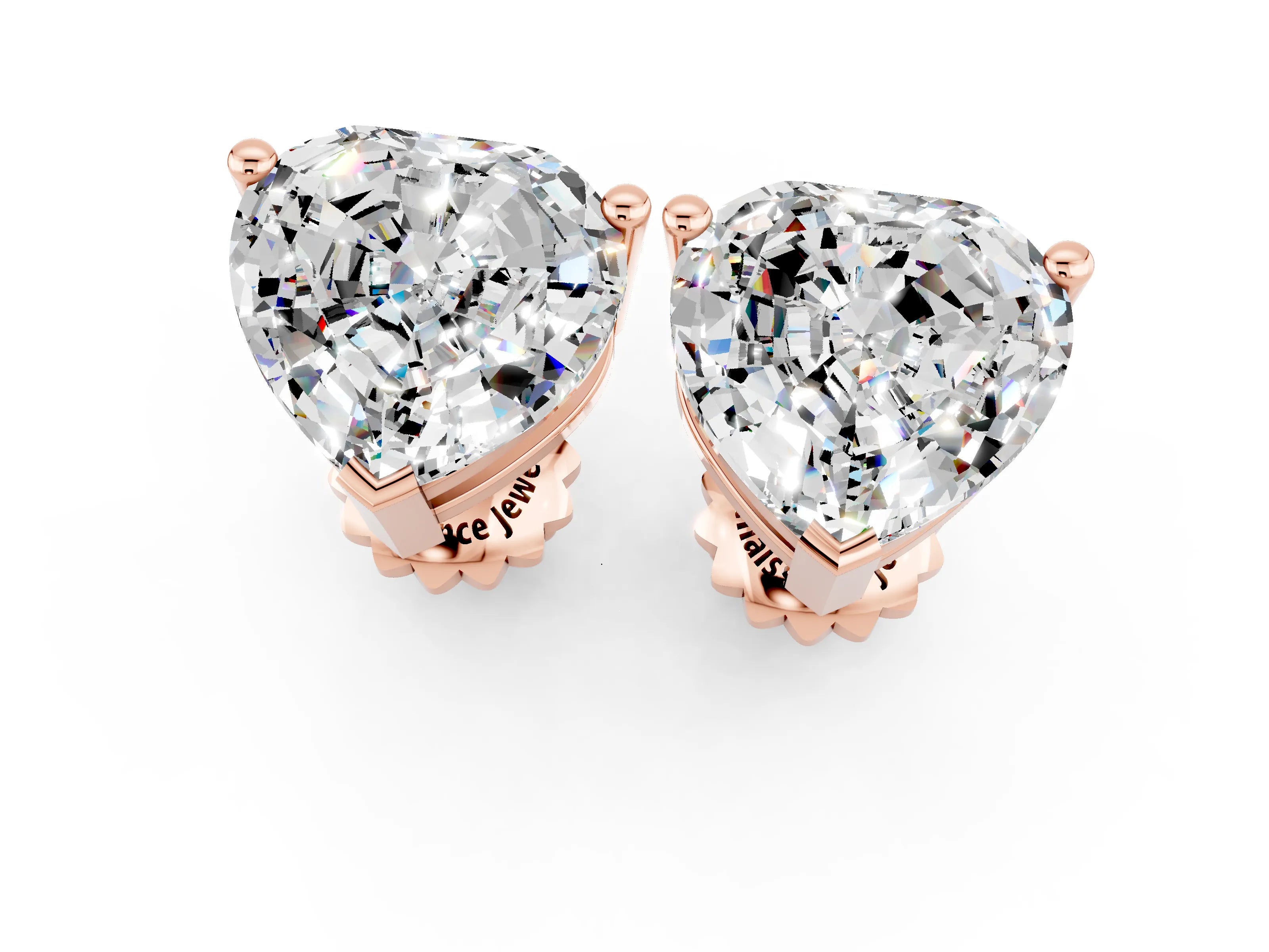 Rose gold Heart Cut Moissanite Stud Earrings_19