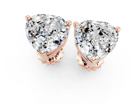 Rose gold Heart Cut Moissanite Stud Earrings_19