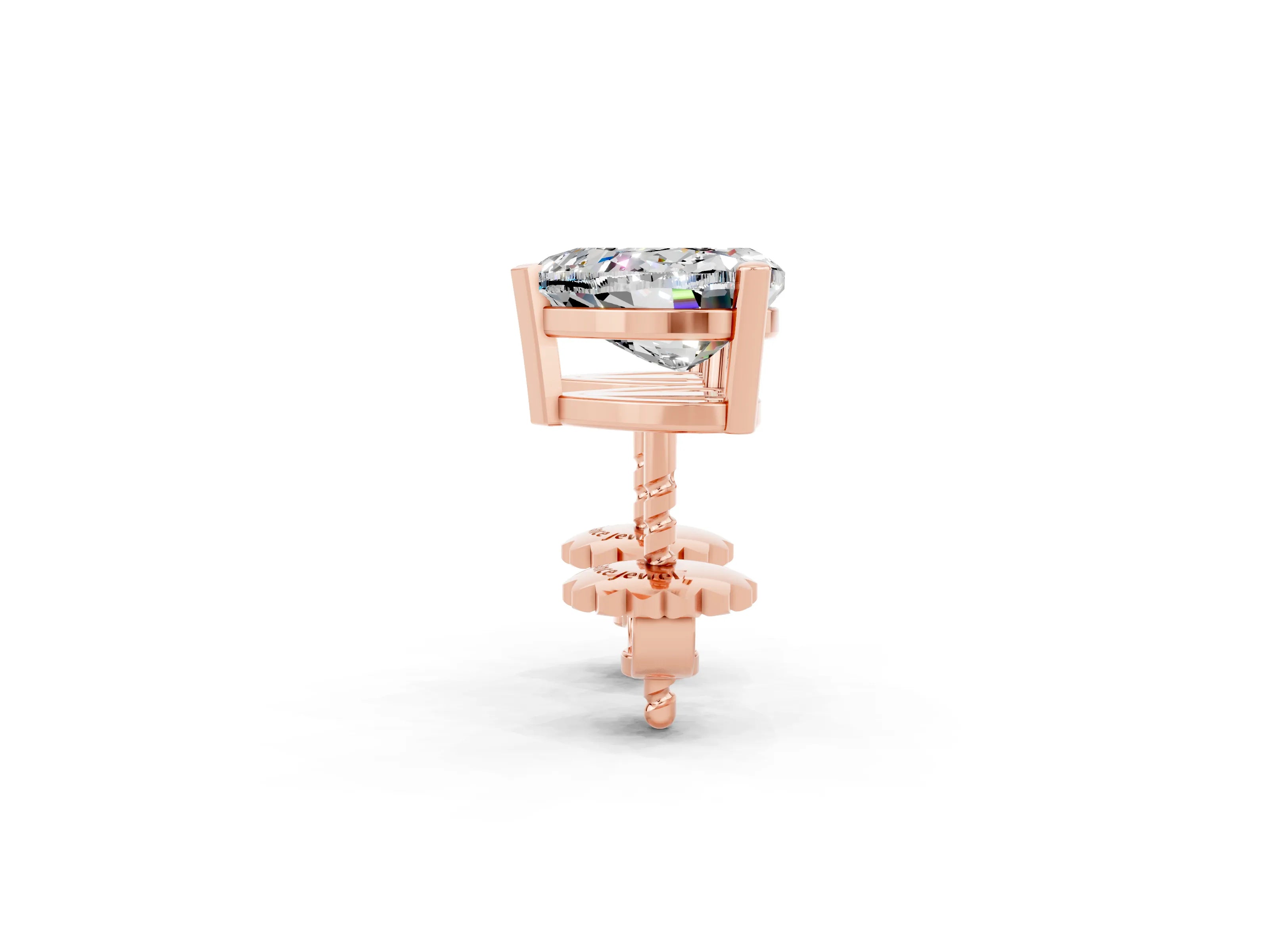 Rose gold Heart Cut Moissanite Stud Earrings_20