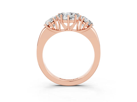 Rose gold Heart Cut Moissanite Three-Stone Ring with Four-Prong Setting and Classic Band_3