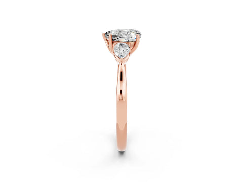 Rose gold Heart Cut Moissanite Three-Stone Ring with Pear Side Stones and Four-Prong Setting_14