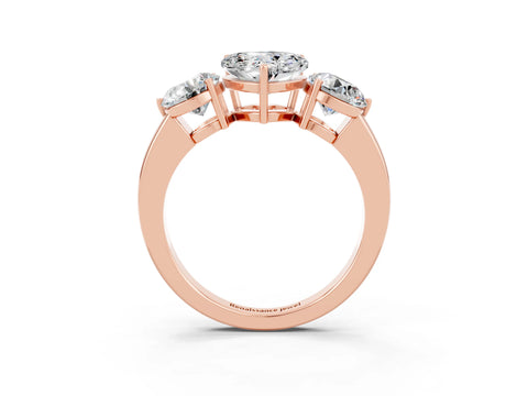 Rose gold Heart Cut Moissanite Three-Stone Ring with Prong Setting and Classic Band_3