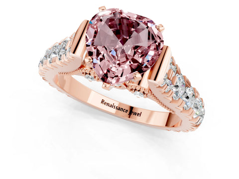 Rose gold Heart Cut Morganite Classic Solitaire Ring with Pavé Band and Four-Prong Setting_1