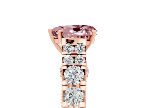 Rose gold Heart Cut Morganite Classic Solitaire Ring with Pavé Band and Four-Prong Setting_5
