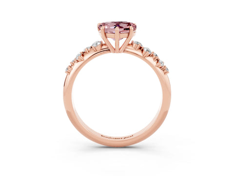 Rose gold Heart Cut Morganite Cluster Side Stone Solitaire Ring with Prong Setting_27