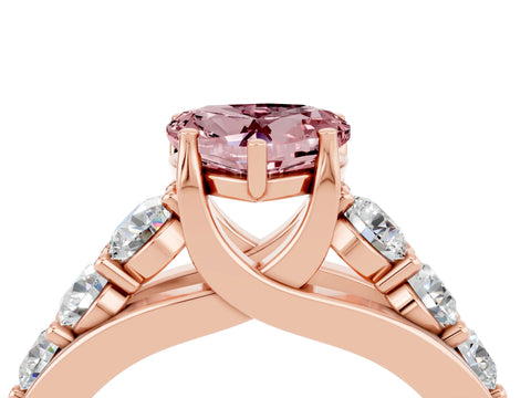 Rose gold Heart Cut Morganite Engagement Ring with Pavé Band and Four-Prong Setting_4