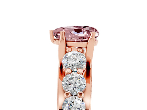 Rose gold Heart Cut Morganite Engagement Ring with Pavé Band and Four-Prong Setting_5