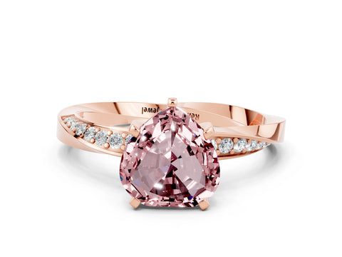 Rose gold Heart Cut Morganite Engagement Ring with Side Stone Accents and Four-Prong Setting_24