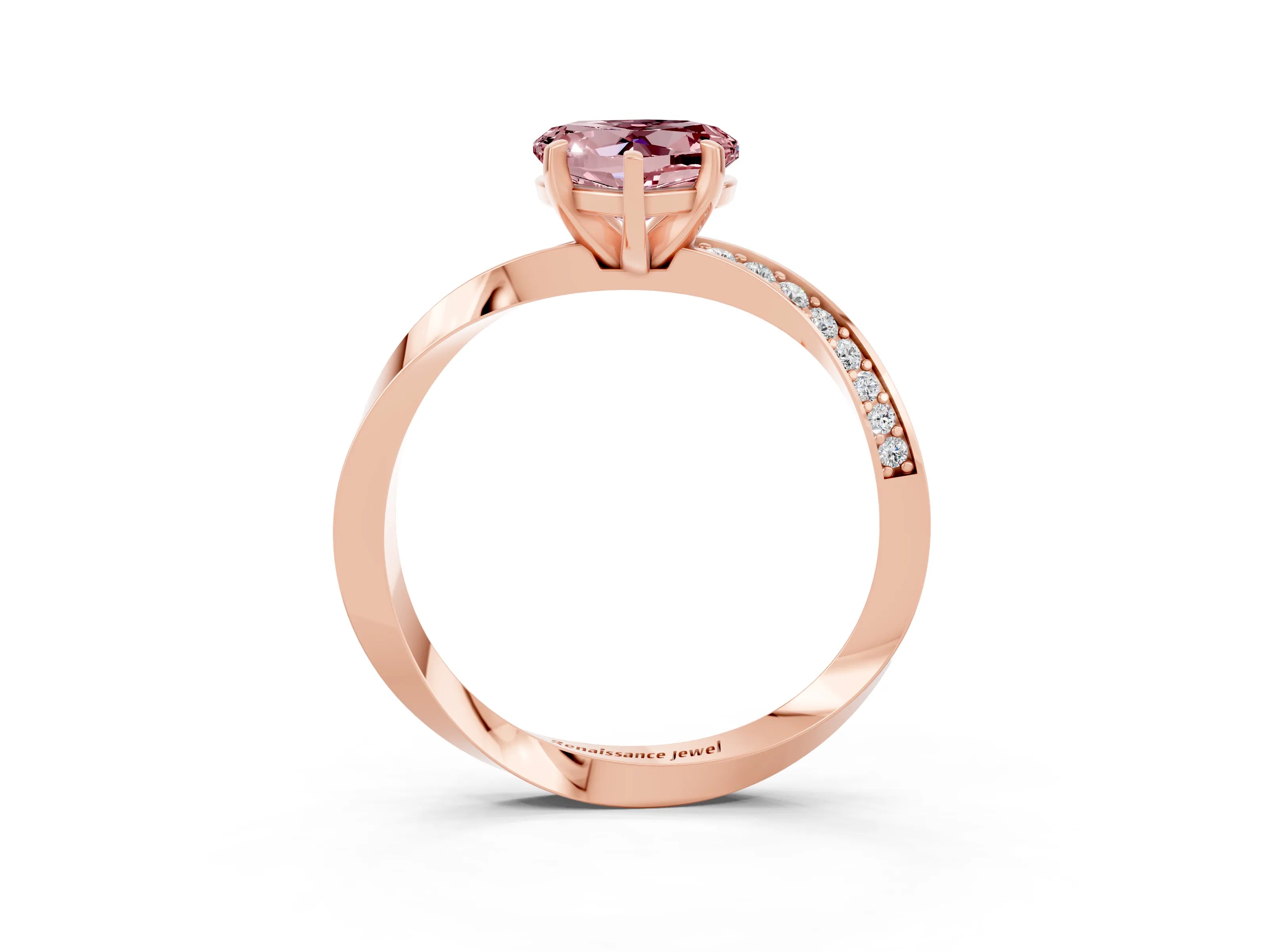 Rose gold Heart Cut Morganite Engagement Ring with Side Stone Accents and Four-Prong Setting_27