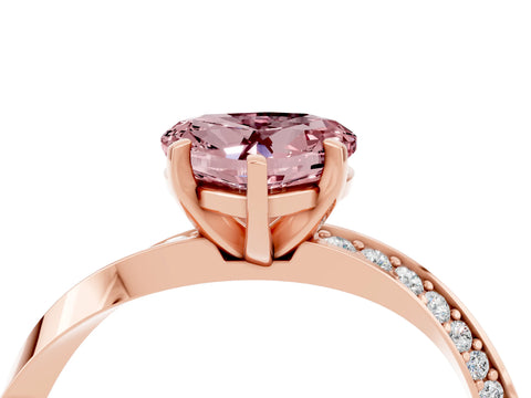Rose gold Heart Cut Morganite Engagement Ring with Side Stone Accents and Four-Prong Setting_28