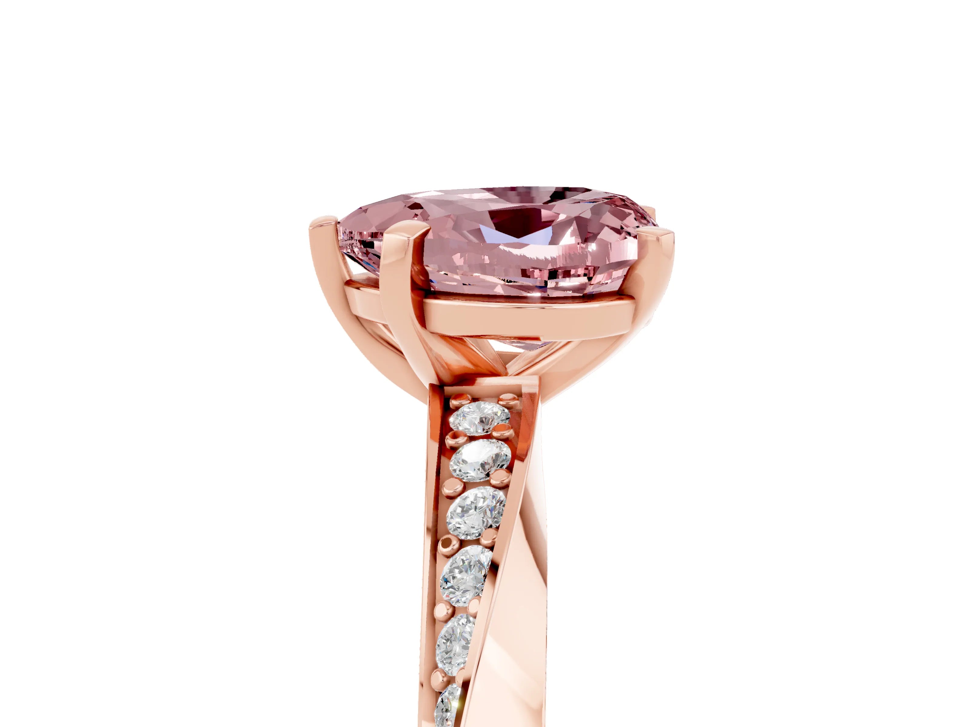 Rose gold Heart Cut Morganite Engagement Ring with Side Stone Accents and Four-Prong Setting_29