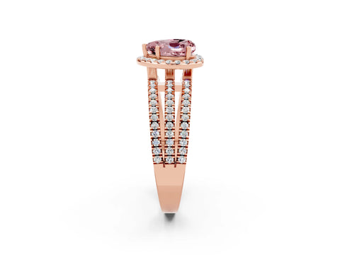Rose gold Heart Cut Morganite Halo Engagement Ring with Split Shank and Four-Prong Setting_2