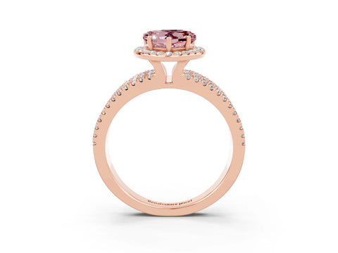 Rose gold Heart Cut Morganite Halo Engagement Ring with Split Shank and Four-Prong Setting_3
