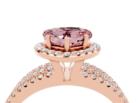 Rose gold Heart Cut Morganite Halo Engagement Ring with Split Shank and Four-Prong Setting_4